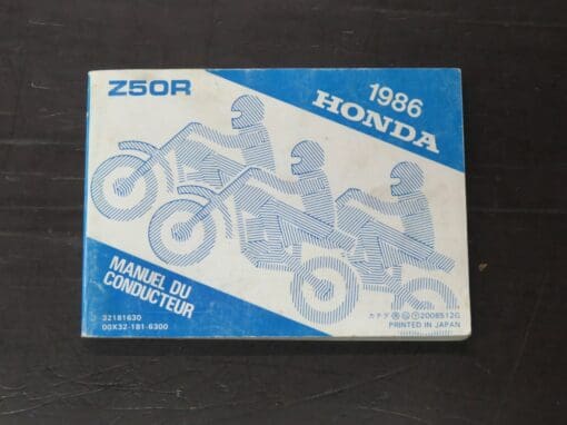 Z50R Honda Owner's Manual, 1986, Honda Motor Co., Ltd, Japan, 1985, Motorcycle, Automobiles, Dead Souls Bookshop, Dunedin Book Shop