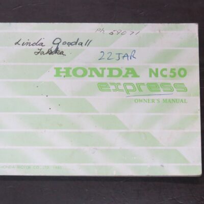 NC50 Express, Honda Owner's Manual, Honda Motor Co., Ltd, Japan, 1980, Motorcycle, Automobiles, Dead Souls Bookshop, Dunedin Book Shop