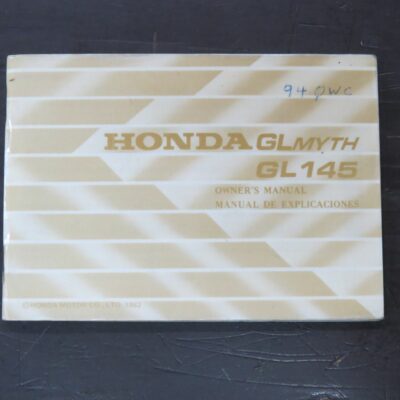 GLMyth, GL145 Honda Owner's Manual, Honda Motor Co., Ltd, Japan, 1982, Motorcycle, Automobiles, Dead Souls Bookshop, Dunedin Book Shop