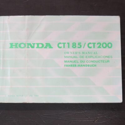 CT125, CT200 Honda Owner's Manual, Honda Motor Co., Ltd, Japan, 1984, Motorcycle, Automobiles, Dead Souls Bookshop, Dunedin Book Shop