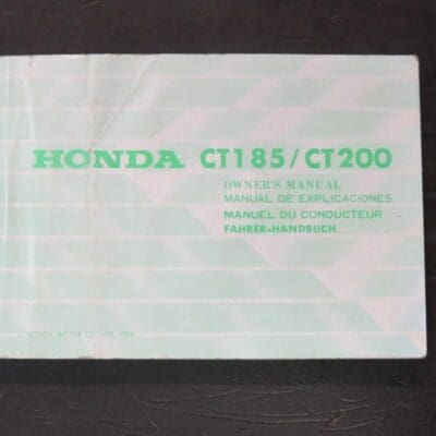 CT125, CT200 Honda Owner's Manual, Honda Motor Co., Ltd, Japan, 1984, Motorcycle, Automobiles, Dead Souls Bookshop, Dunedin Book Shop