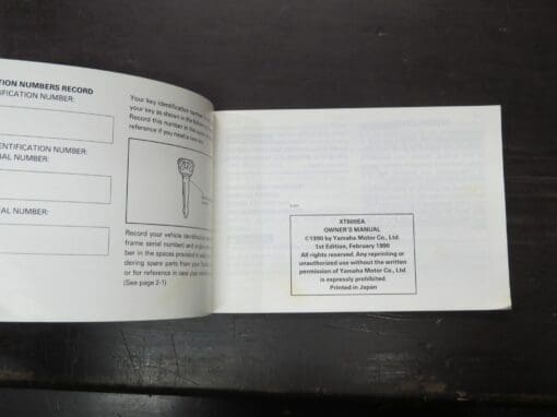 XT600EA Yamaha Owner's Manual, 1990 - Image 6