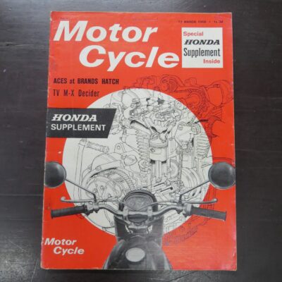 Motor Cycle magazine, 17 March, 1966, with Special Honda Supplement, Vol. 116 No.3274, Motorcycle, Automobiles, Dead Souls Bookshop, Dunedin Book Shop