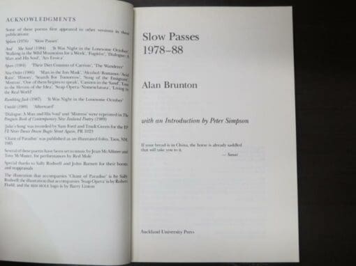 Alan Brunton, Slow Passes, with an Introduction by Peter Simpson - Image 7