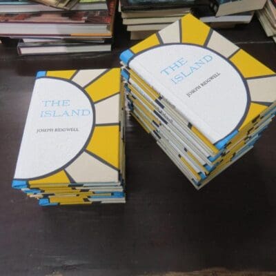 Joseph Ridgwell, The Island, Kilmog Press, Dunedin, 2024, hardback, sectional cover, letterpress to covers and title page, handsewn, handbound, 114 pages, numbered edition of 50 copies, 22 cm x 15.5 cm, Literature, Dead Souls Bookshop, Dunedin Book Shop